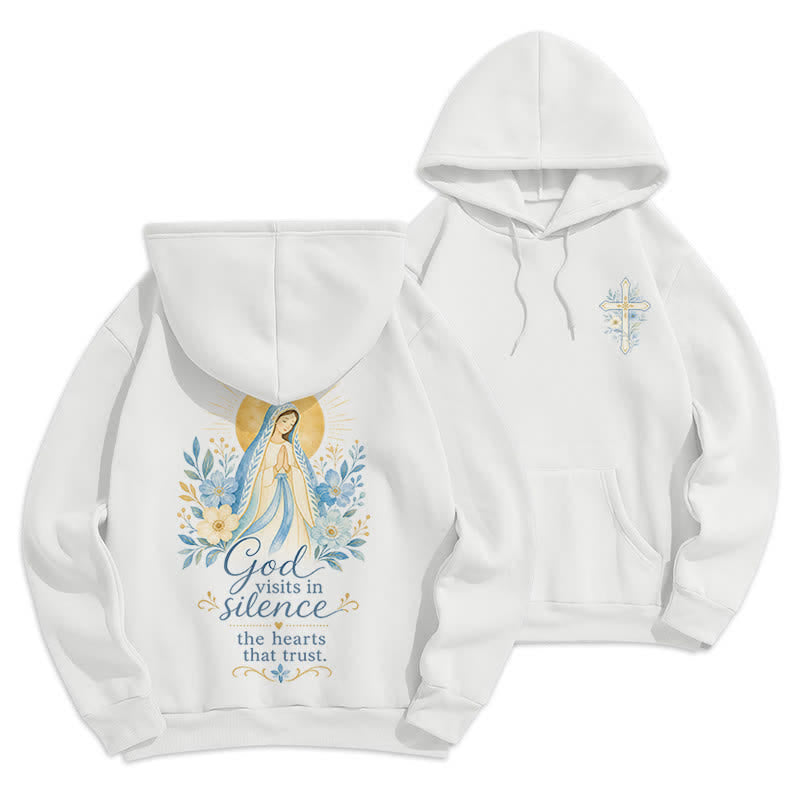 Christianartworkshop Olive Grace Cross Floral Fleece Lined Hoodie - White - 2XL - image 6