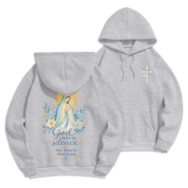 Christianartworkshop Olive Grace Cross Floral Fleece Lined Hoodie - Grey - 2XL - image 21