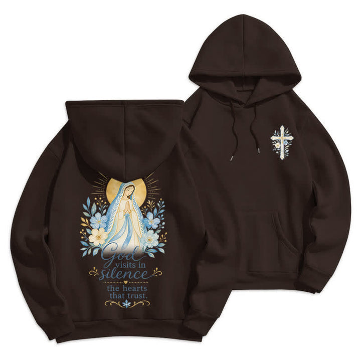 Christianartworkshop Olive Grace Cross Floral Fleece Lined Hoodie - Brown - 2XL - image 18