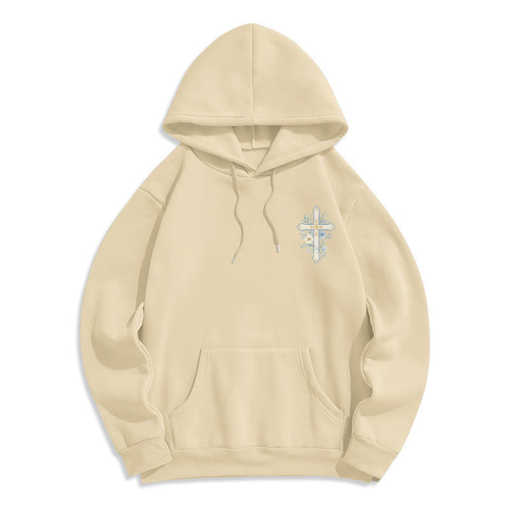Christianartworkshop Olive Grace Cross Floral Fleece Lined Hoodie - image 5