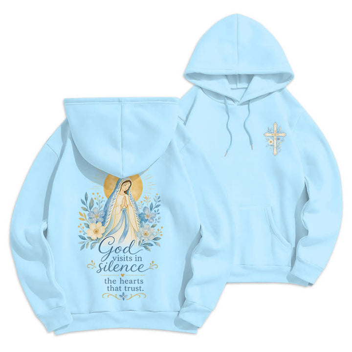 Christianartworkshop Olive Grace Cross Floral Fleece Lined Hoodie - Blue - 2XL - image 9