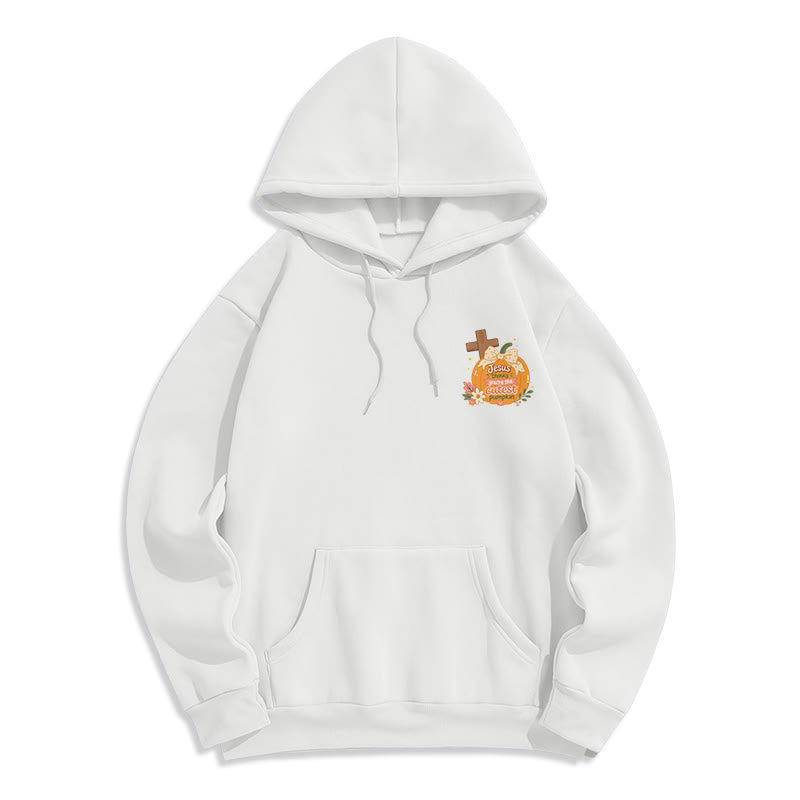 Christianartworkshop Cutest Pumpkin Cross Graphic White Pullover Hoodie - image 2