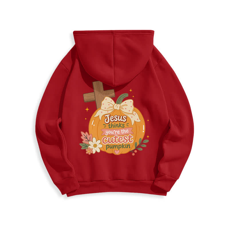 Christianartworkshop Cutest Pumpkin Cross Graphic White Pullover Hoodie - image 4