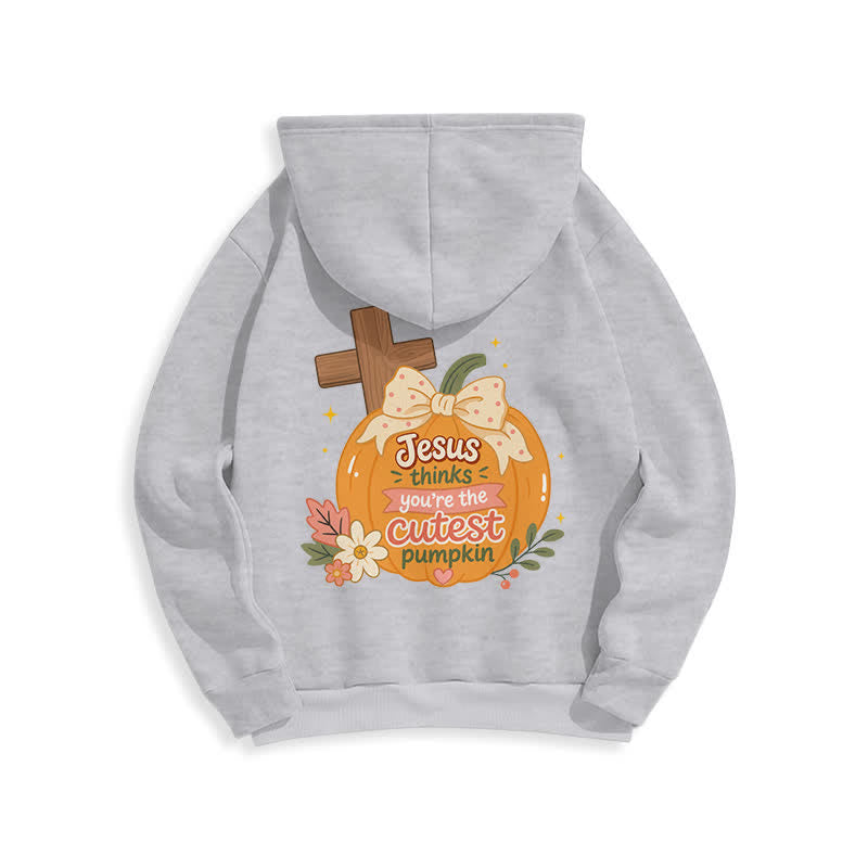 Christianartworkshop Cutest Pumpkin Cross Graphic White Pullover Hoodie - image 7