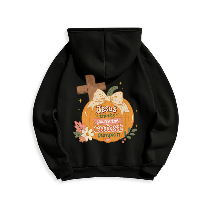 Christianartworkshop Cutest Pumpkin Cross Graphic White Pullover Hoodie - image 13