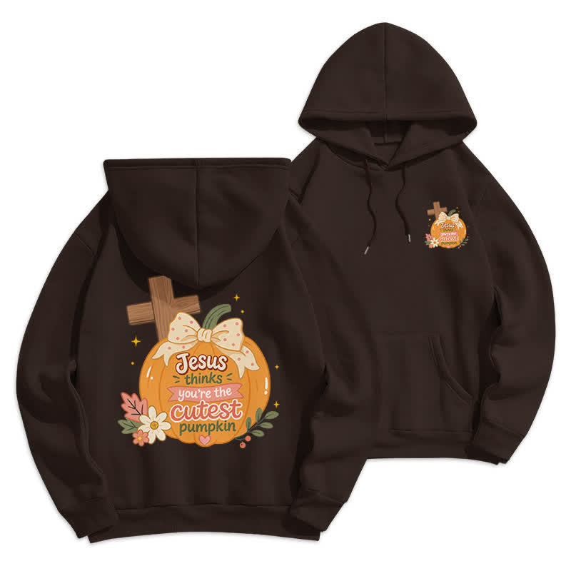 Christianartworkshop Cutest Pumpkin Cross Graphic White Pullover Hoodie - image 9