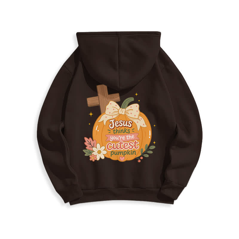 Christianartworkshop Cutest Pumpkin Cross Graphic White Pullover Hoodie - image 10