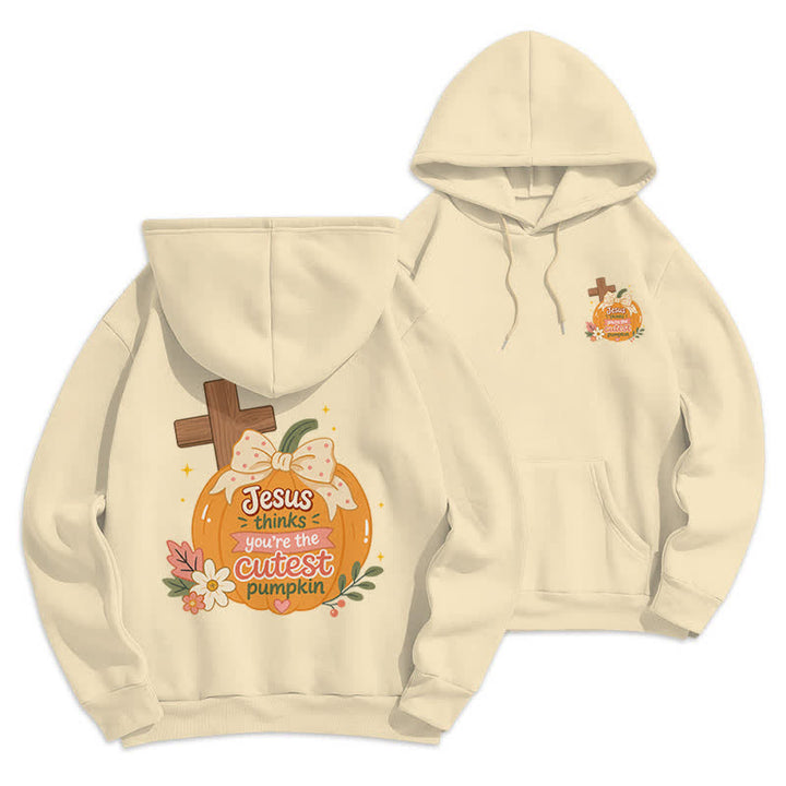 Christianartworkshop Cutest Pumpkin Cross Graphic White Pullover Hoodie - Beige - 2XL - image 21