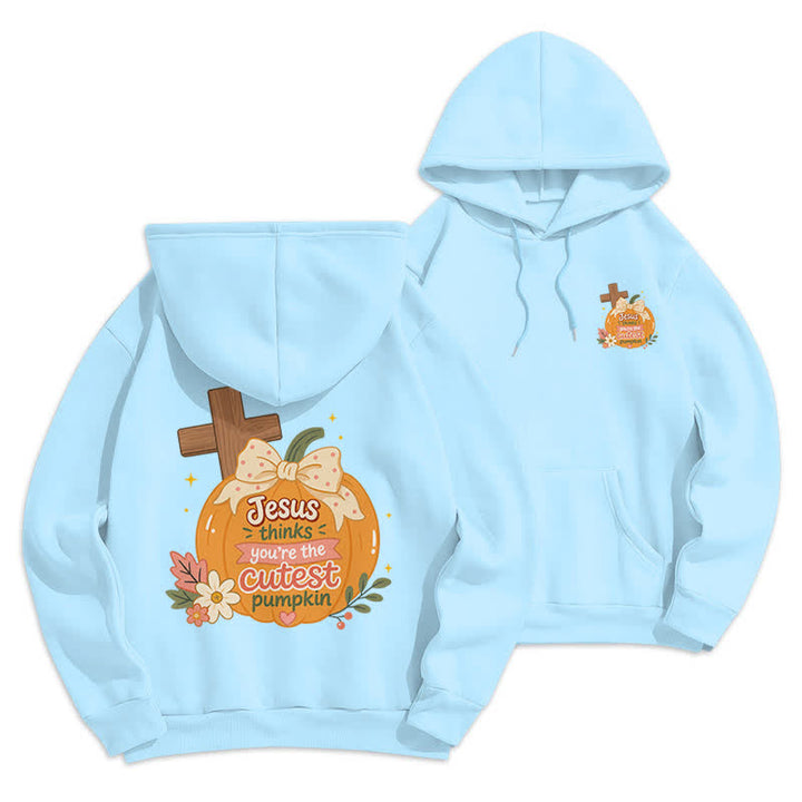 Christianartworkshop Cutest Pumpkin Cross Graphic White Pullover Hoodie - Blue - 2XL - image 15