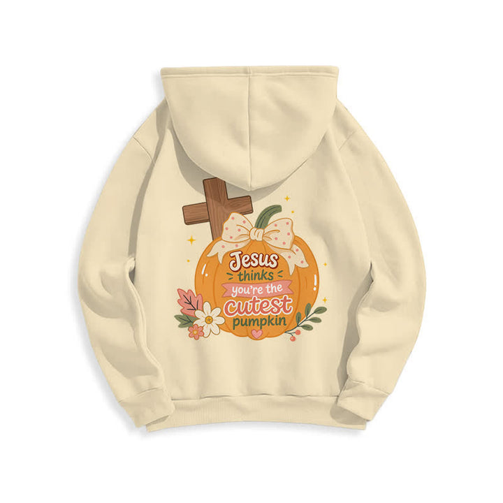 Christianartworkshop Cutest Pumpkin Cross Graphic White Pullover Hoodie - image 22