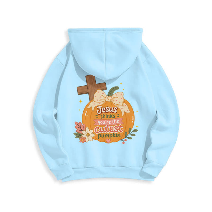 Christianartworkshop Cutest Pumpkin Cross Graphic White Pullover Hoodie - image 16