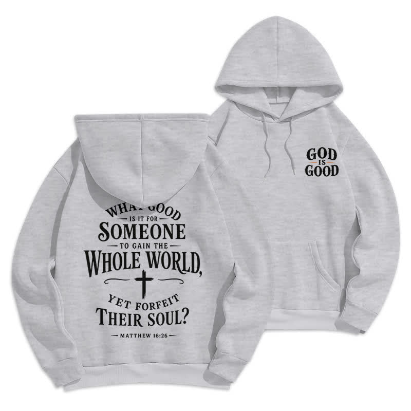 Christianartworkshop God Is Good Fleece Lined White Streetwear Hoodie - Grey - 2XL - image 3