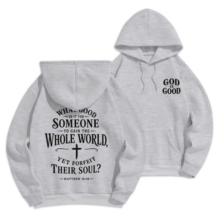 Christianartworkshop God Is Good Fleece Lined White Streetwear Hoodie - Grey - 2XL - image 3