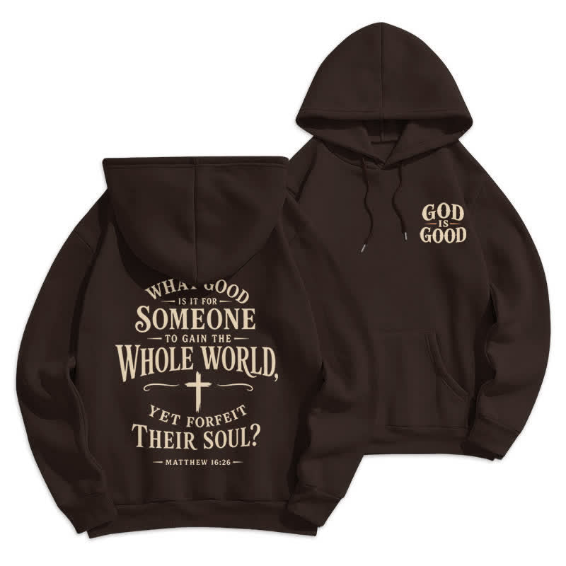 Christianartworkshop God Is Good Fleece Lined White Streetwear Hoodie - Brown - 2XL - image 18
