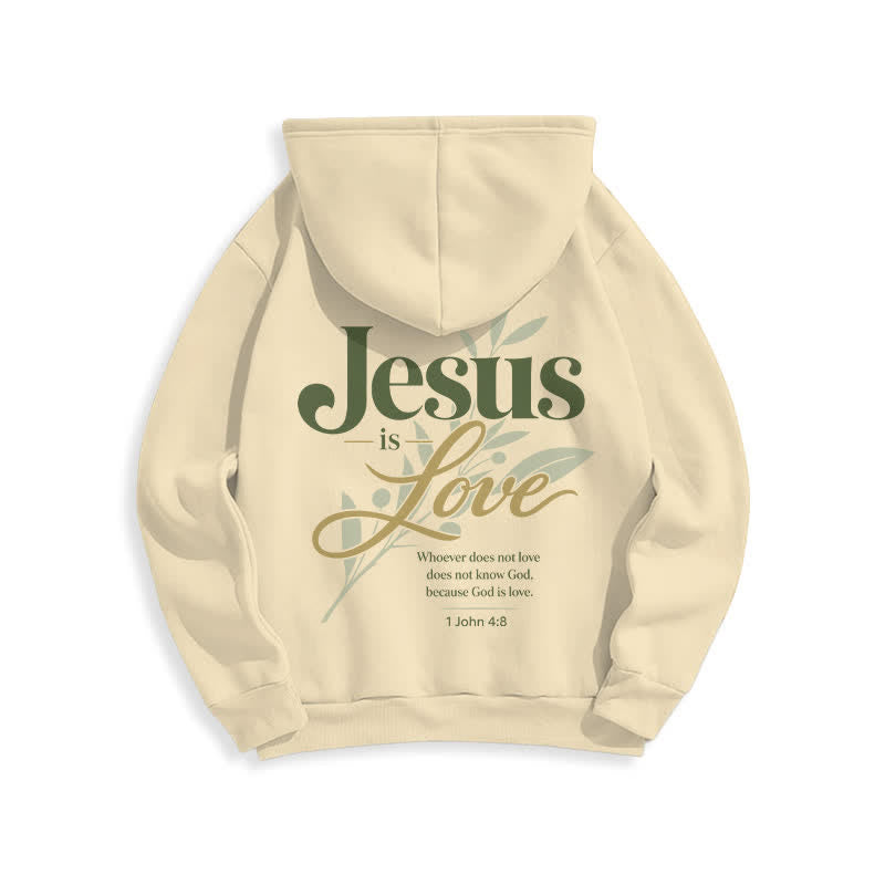 Christianartworkshop Jesus Is Love Vintage Cream Fleece Lined Hoodie - image 1