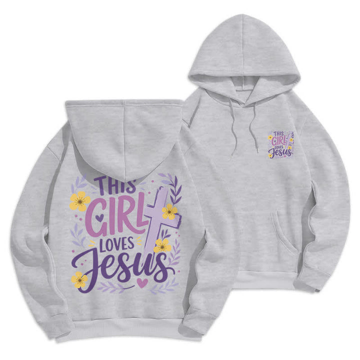 Christianartworkshop This Girl Loves Jesus Floral Sky Blue Hoodie - Grey - 2XL - image 18