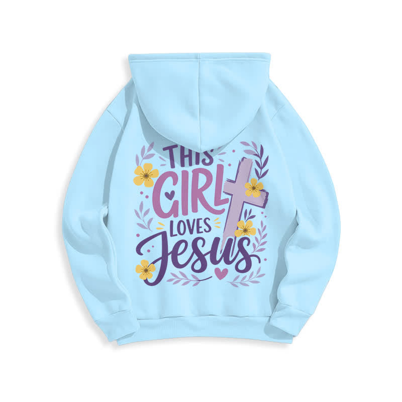 Christianartworkshop This Girl Loves Jesus Floral Sky Blue Hoodie - image 1