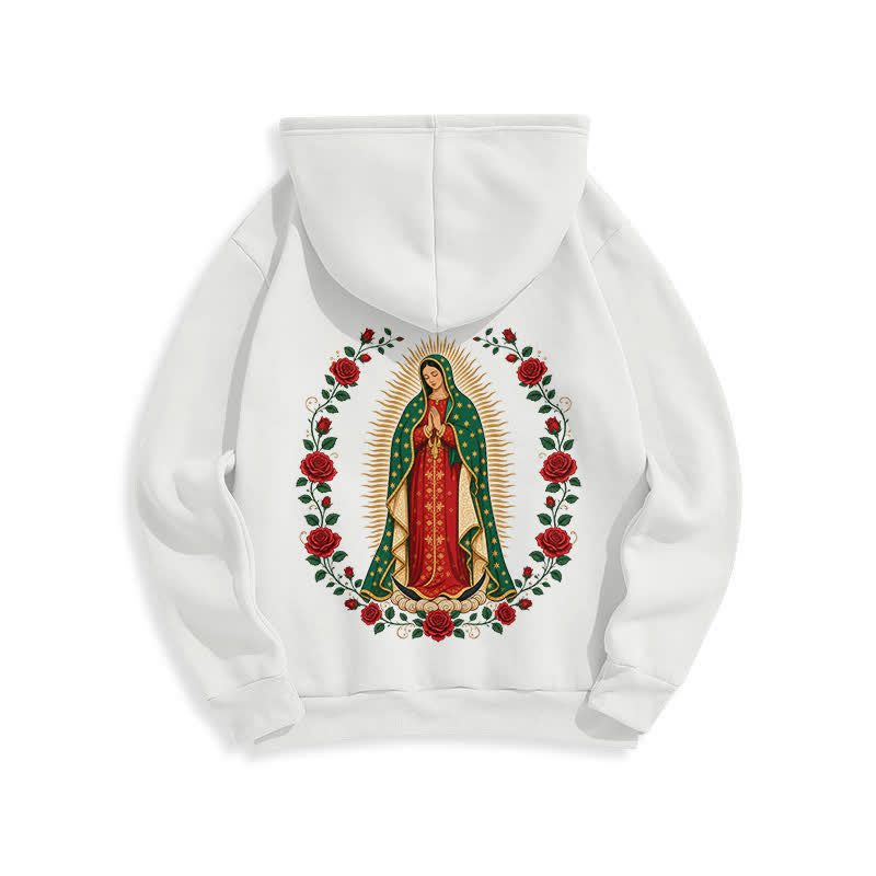 Christianartworkshop Sacred Rose Madonna White Fleece Lined Hoodie - image 1