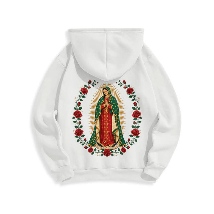 Christianartworkshop Sacred Rose Madonna White Fleece Lined Hoodie - image 1