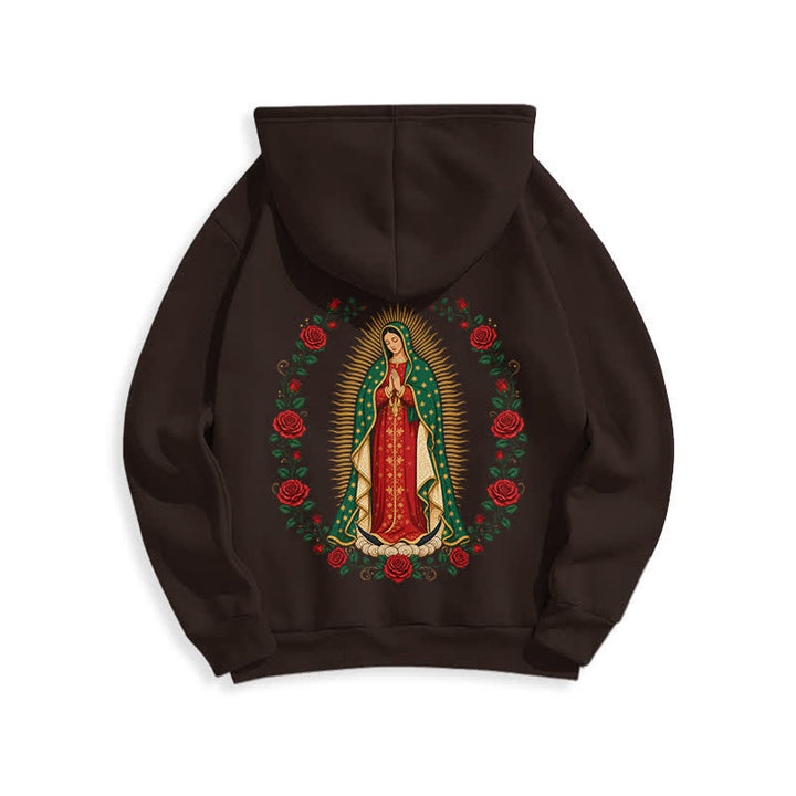Christianartworkshop Sacred Rose Madonna White Fleece Lined Hoodie - image 13