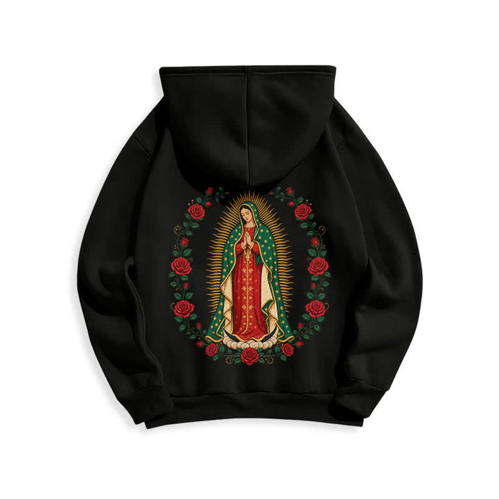 Christianartworkshop Sacred Rose Madonna White Fleece Lined Hoodie - image 4