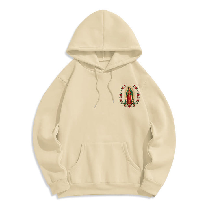 Christianartworkshop Sacred Rose Madonna White Fleece Lined Hoodie - image 20