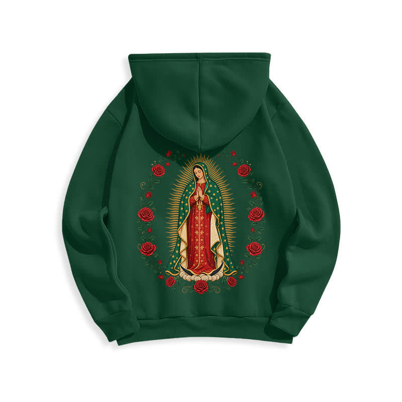 Christianartworkshop Sacred Rose Madonna White Fleece Lined Hoodie - image 10