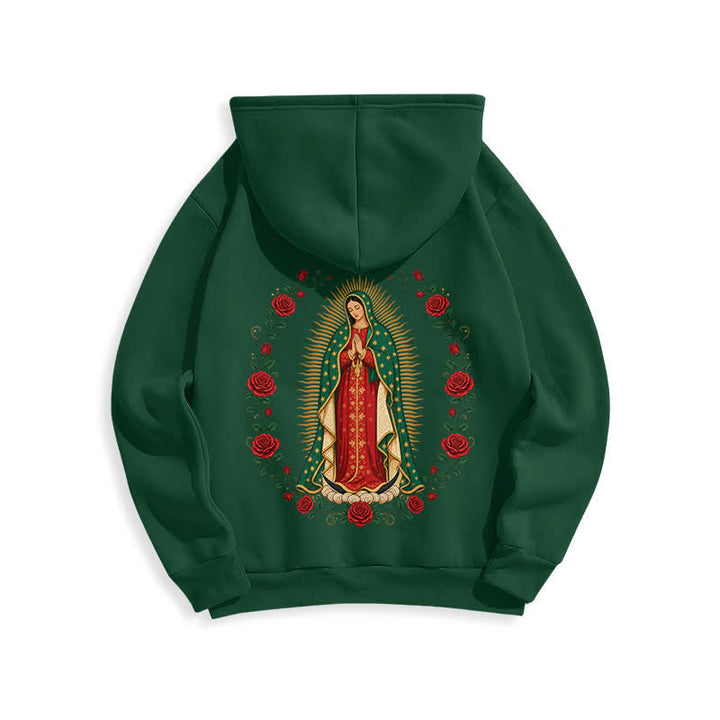 Christianartworkshop Sacred Rose Madonna White Fleece Lined Hoodie - image 10