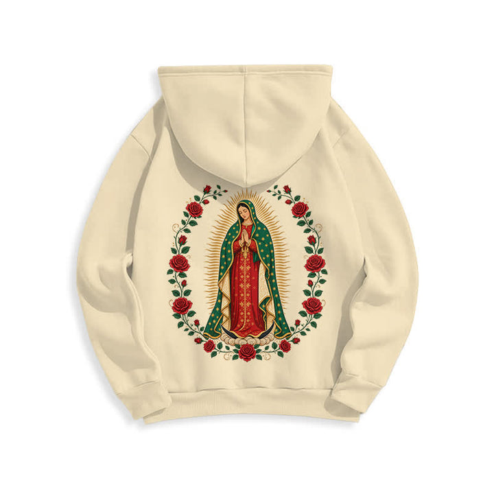 Christianartworkshop Sacred Rose Madonna White Fleece Lined Hoodie - image 19