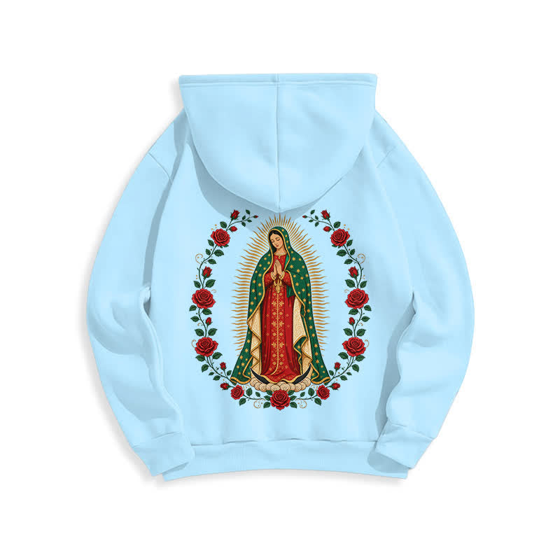 Christianartworkshop Sacred Rose Madonna White Fleece Lined Hoodie - image 16