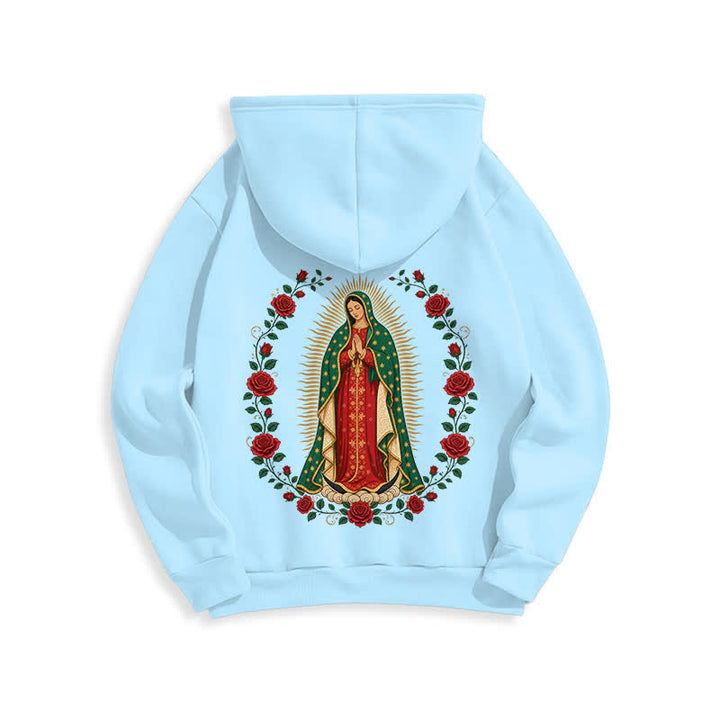 Christianartworkshop Sacred Rose Madonna White Fleece Lined Hoodie - image 16