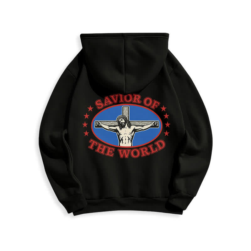 Christianartworkshop Savior Of The World Vintage Badge Fleece Hoodie - image 1