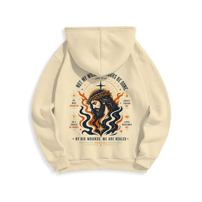 Christianartworkshop Crown Of Thorns Jesus Vintage Streetwear Beige Fleece Hoodies - image 1