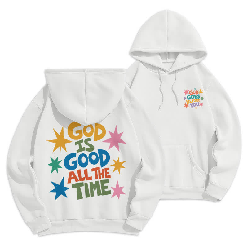 Christianartworkshop God Is Good All The Time Star Graphic Hoodie - White - 2XL - image 3