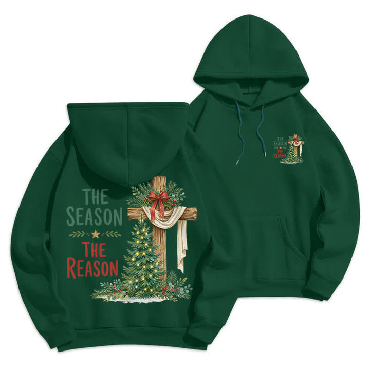 Christianartworkshop The Season The Reason White Cross Christmas Hoodie - Green - 2XL - image 9