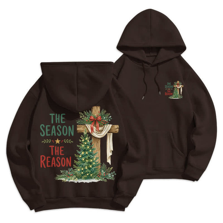Christianartworkshop The Season The Reason White Cross Christmas Hoodie - Brown - 2XL - image 15