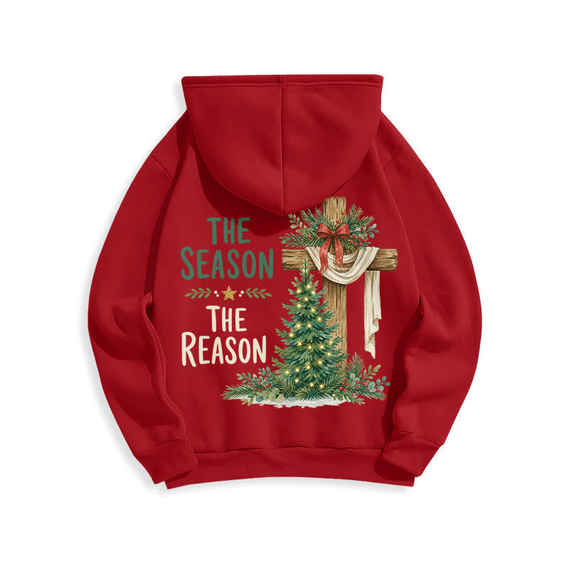 Christianartworkshop The Season The Reason White Cross Christmas Hoodie - image 13