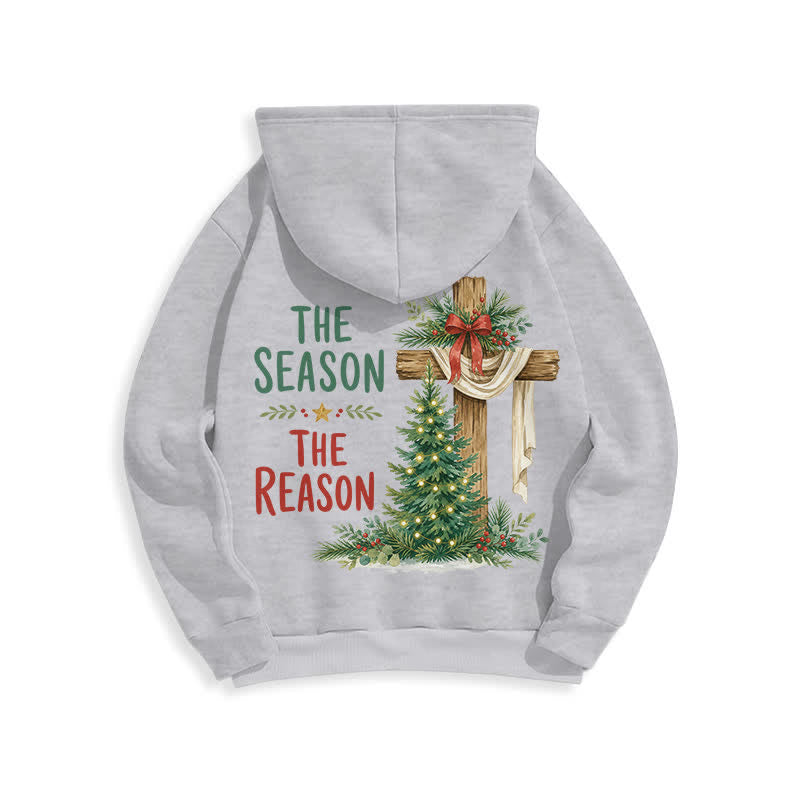 Christianartworkshop The Season The Reason White Cross Christmas Hoodie - image 4