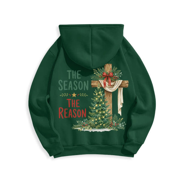 Christianartworkshop The Season The Reason White Cross Christmas Hoodie - image 10