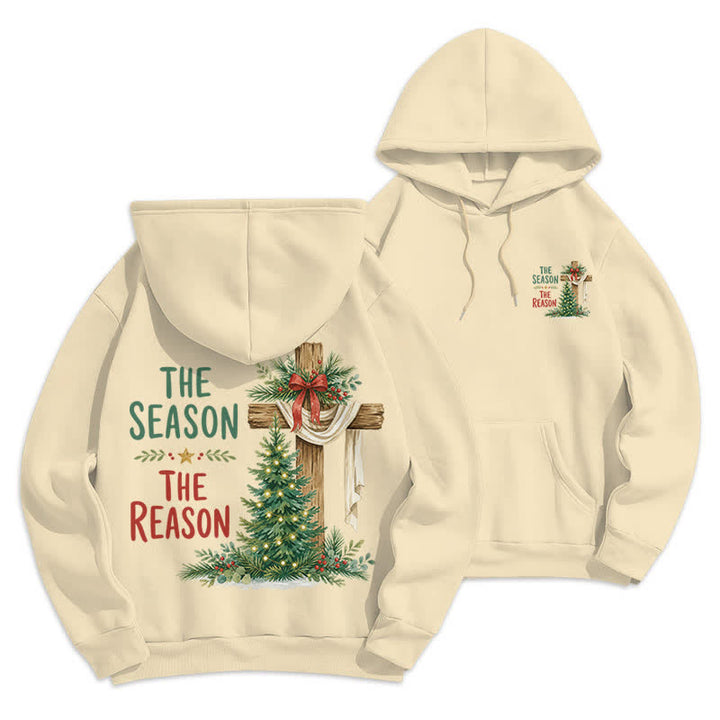 Christianartworkshop The Season The Reason White Cross Christmas Hoodie - Beige - 2XL - image 18