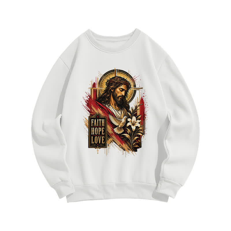 Christianartworkshop By His Grace Stained Glass Cross Black Crewneck Sweatshirt - image 8