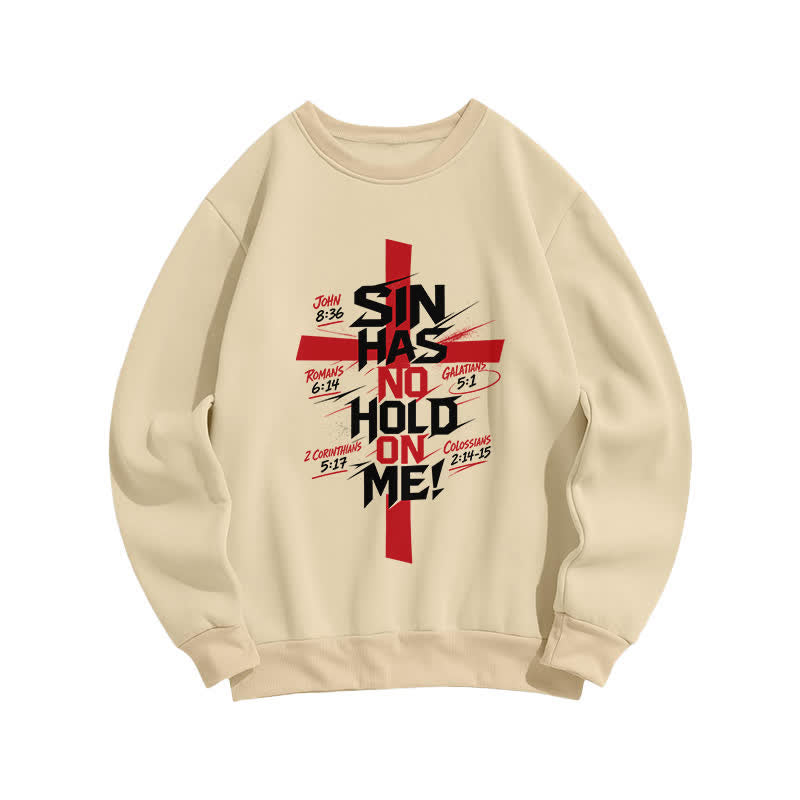 Christianartworkshop Sin Has No Hold On Me Cross Graphic Sweatshirt - Beige - 2XL - image 2
