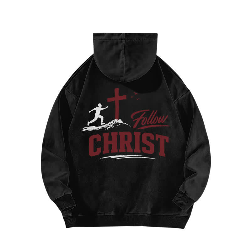 Christianartworkshop Follow Christ Cross Front And Back Washed Hoodie - image 1