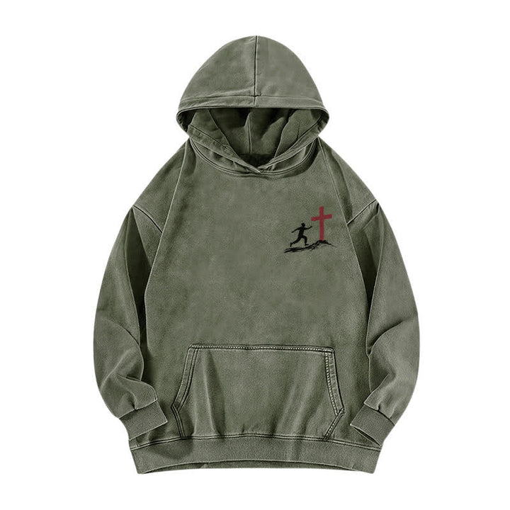 Christianartworkshop Follow Christ Cross Front And Back Washed Hoodie - image 14