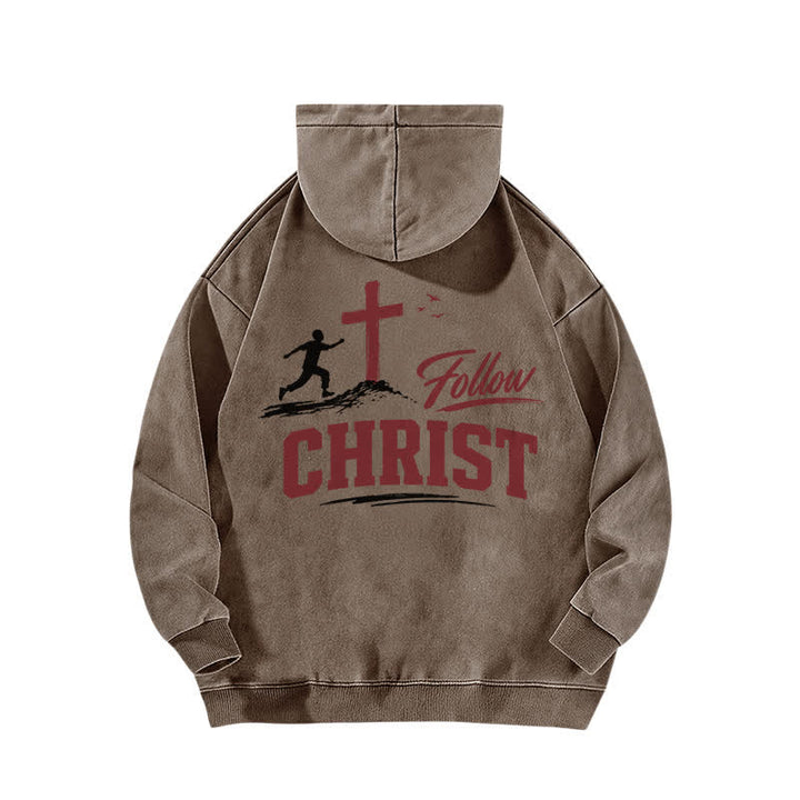 Christianartworkshop Follow Christ Cross Front And Back Washed Hoodie - image 10