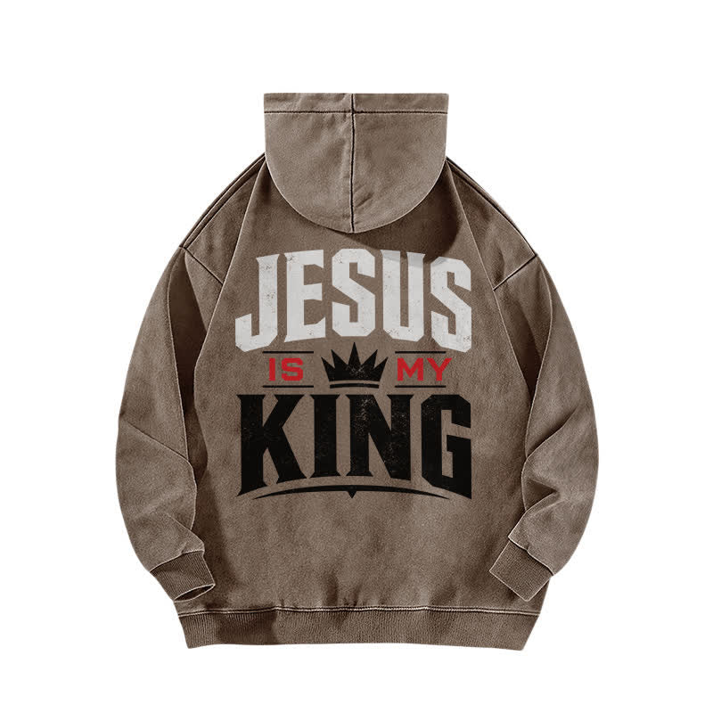Christianartworkshop Just Jesus Jesus Is My King Washed Hoodie - image 4