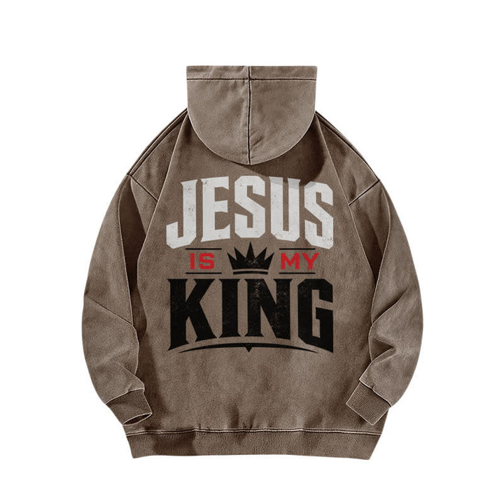 Christianartworkshop Just Jesus Jesus Is My King Washed Hoodie - image 4