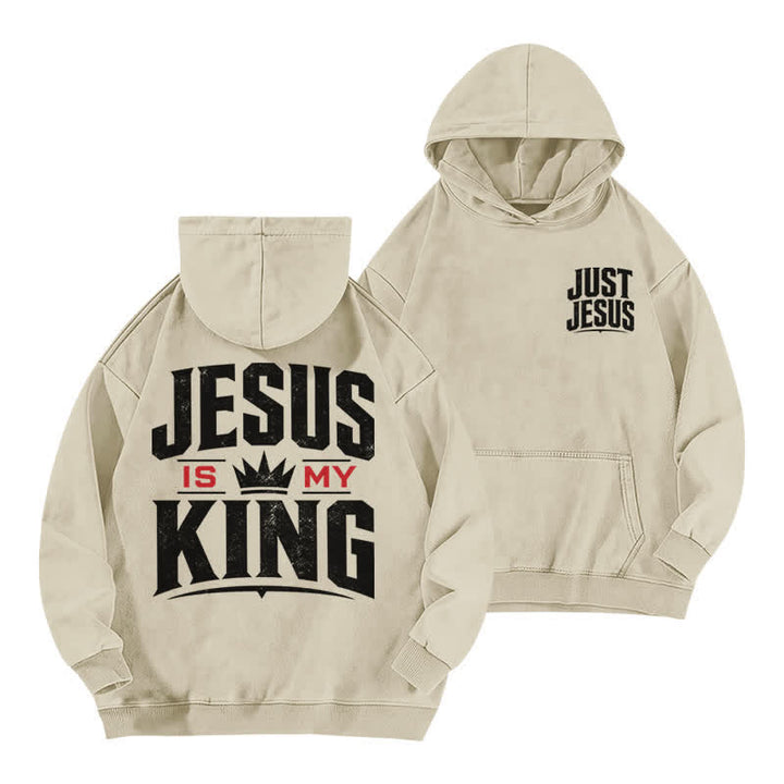 Christianartworkshop Just Jesus Jesus Is My King Washed Hoodie - Apricot - 5XL - image 9