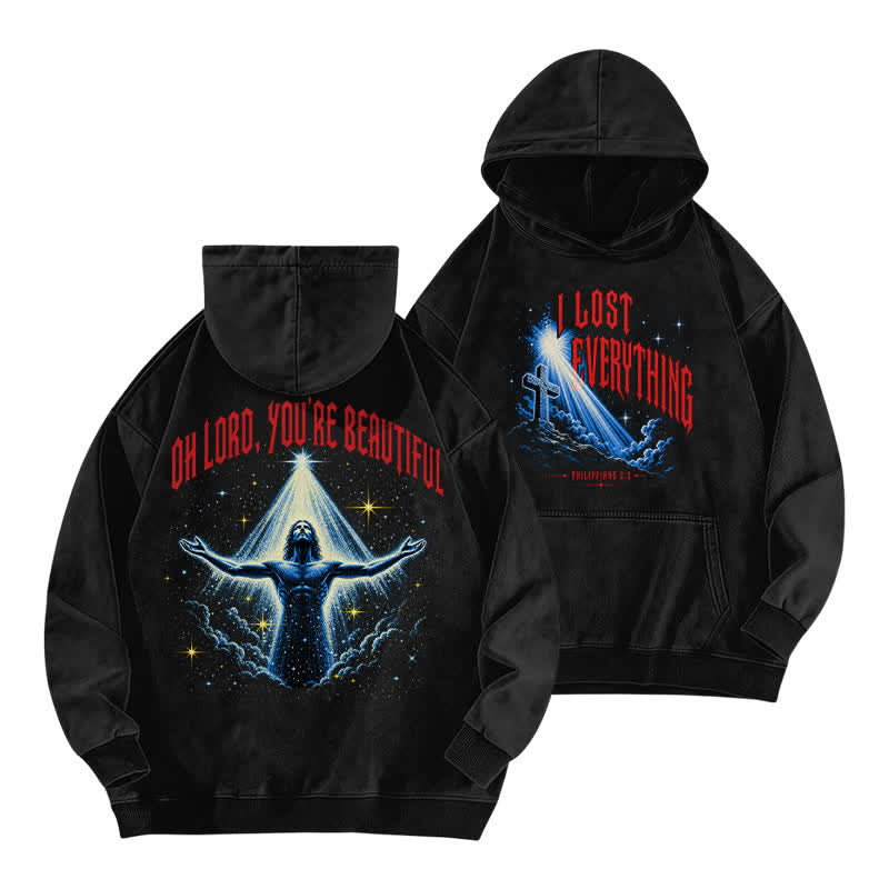 Christianartworkshop Oh Lord You're Beautiful Vintage Black Washed Hoodie - Black - 5XL - image 0