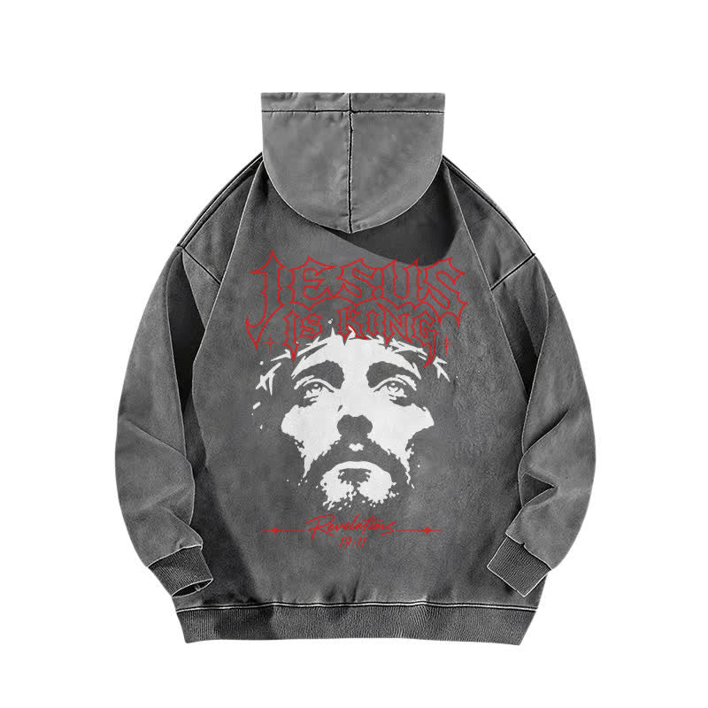 Christianartworkshop Vintage Gray Portrait Graphic Washed Hoodie - image 1